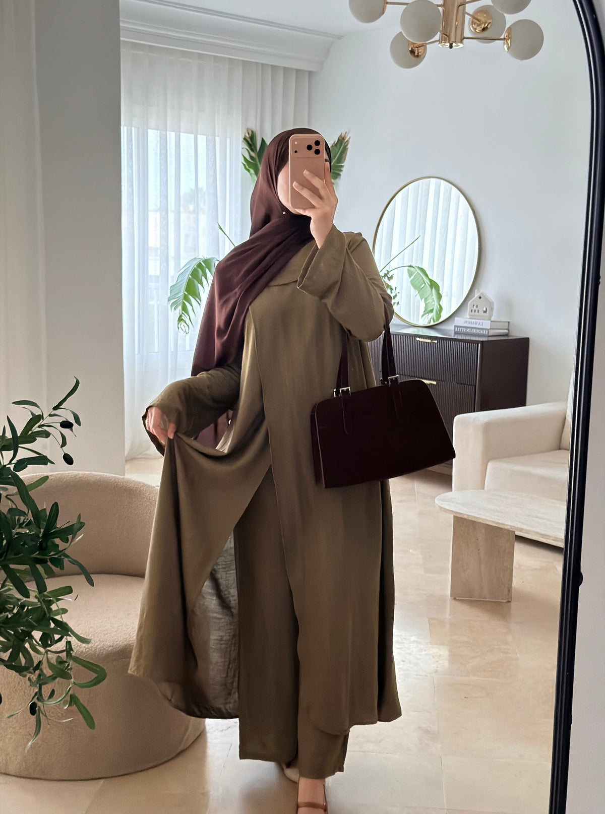 Set Amana Olive - tunique longue fendue et pantalon large